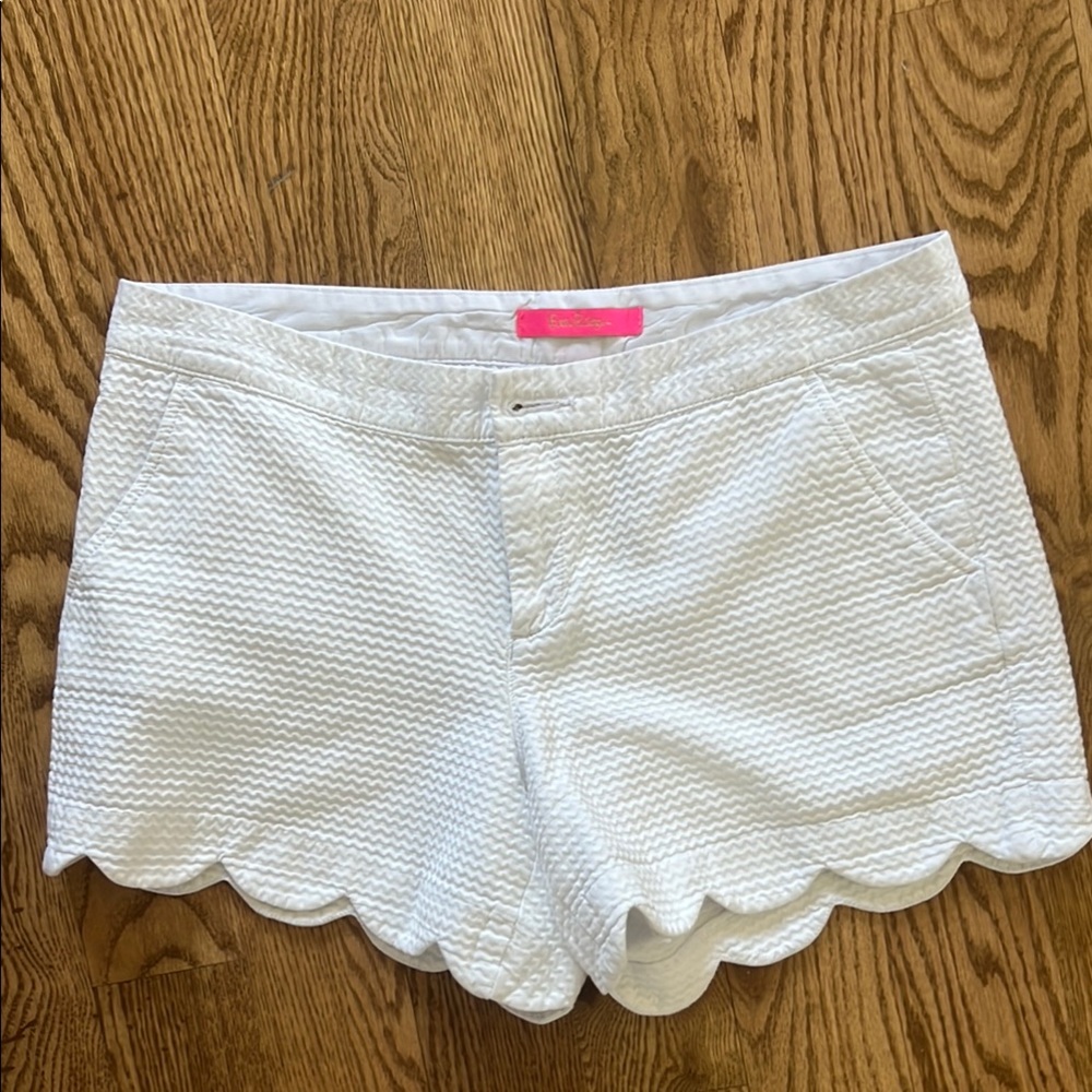 White Scalloped Women's Shorts